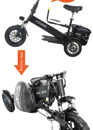 Lightweight Mobility Scooter Foldable With Basket For Adults Electric Scooter Senior Triple Shock Absorption 500W Trike 2 Seats - Riparo82