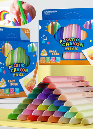 12/18/24/36 Colors Non-dirty Hand Plastic Crayons Washable and Erasable Color Crayons Children’s Painting School Office Supplies - Riparo82