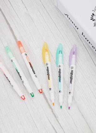 6 Colors/Set Unique Window Tip Highlighter Pen Double Head Pastel Color Midline highlighters Marker School Stationery Supplies