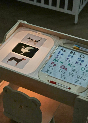 Tavolo sensoriale ottico in legno per bambini Montessori utilizzato per giochi da tavolo sensoriali Regalo di giocattoli per l'ortografia di numeri e lettere - riparo82