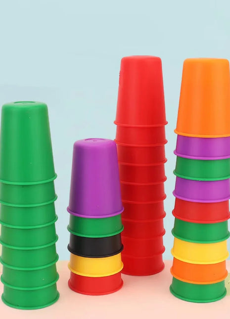 Giocattoli Montessori Mini Stack Cup Gioco con carta Educativa Illuminazione intellettuale Cognizione dei colori Formazione logica Bambini - riparo82