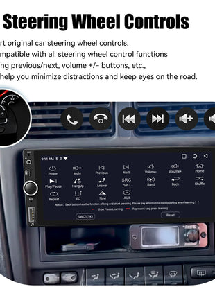 ESSGOO Single 1DIN 6.86" Android 14 4+64G Universal Car Stereo Radio CarPlay Android Auto Bluetooth USB Type-C Wifi FM GPS Navi - Riparo82