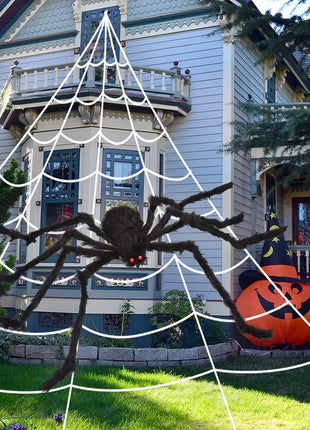 200cm Halloween Spiders Outdoor Decoration Halloween Plush Spiders Giant Spider for Indoor Outdoor Garden Party Decoration - Riparo82