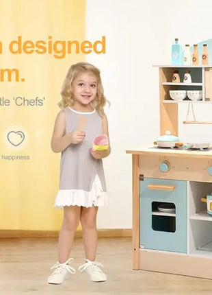 Robotime Robud Cucina in legno per bambini Cucina da gioco con caratteri di gioco Set da cucina per bambini Regalo per ragazze Ragazzi 3+ - riparo82