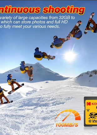 KODAK Scheda SD originale ad alta velocità 256G 128G 64G 32G Scheda di memoria SD SDXC V30 per fotocamera 4K HD per auto DV SLR