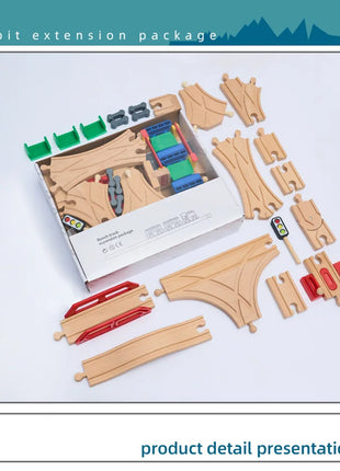 Set di binari ferroviari in legno Pacchetto di espansione Blocchi di costruzione fai-da-te Accessori Tracce adatte per binari in legno Biro Giocattoli educativi per bambini - riparo82