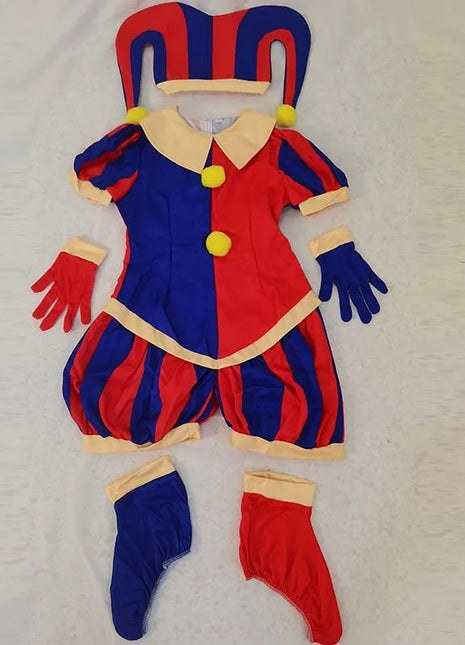 Costume Pomni Circo Carnevale 2026 - Set Completo con Cappello e Guanti (140cm-3XL)