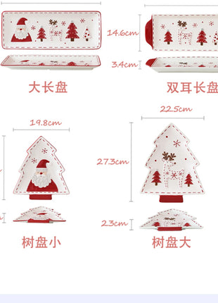 2025 Nuovo set di posate in ceramica dipinta a mano di Natale Piatto da bistecca di Natale carino Piatto piatto colorato sottosmalto in rilievo - riparo82