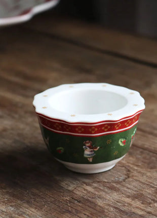 Tesoro tedesco Porcellana dura Giocattolo natalizio Joy Piatto piano multi-angolo Tazza di Natale Piattino Ciotola Candeliere - riparo82