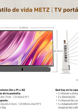 Metz 24Mpe7000Z.H 24" Portable Full Hd Google Tv |   Integrated Battery (4H), External Display, 8W Front Speaker, Solar Charging - Riparo82