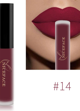 NICEFACE Nude Liquid Lipstick Ultra Matte Velvet Long Lasting Women Beauty Red Nonstick Cup Waterproof Lip Gloss Lips Cosmetics - Riparo82