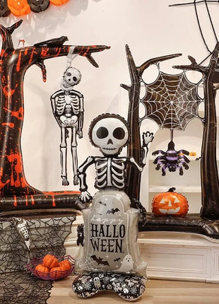 1pcs Halloween Giant Pumpkin Skeleton Standing Balloon House Witch Dead Tree Inflatable Foil Ballon Halloween Party Deco Supplie - Riparo82