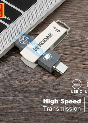 KODAK USB3.2 tipo C Flash Drive 256GB 128GB 32GB Pendrive Dual Memory Stick ad alta velocità per Smartphone Laptop