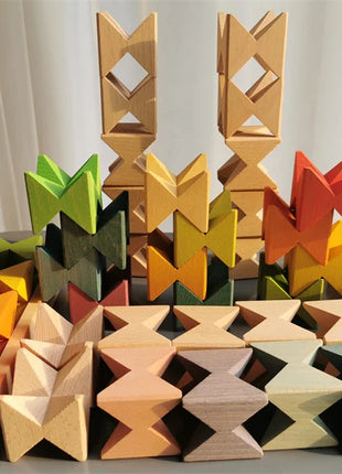 Giocattoli Montessori che costruiscono blocchi di farfalle impilabili in legno per giochi educativi per bambini - riparo82