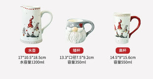 Set di posate in ceramica di babbo natale creativo nordico piatto per la cena in ceramica piatto per snack tazza per teiera per la casa barattolo sigillato regalo di natale - riparo82