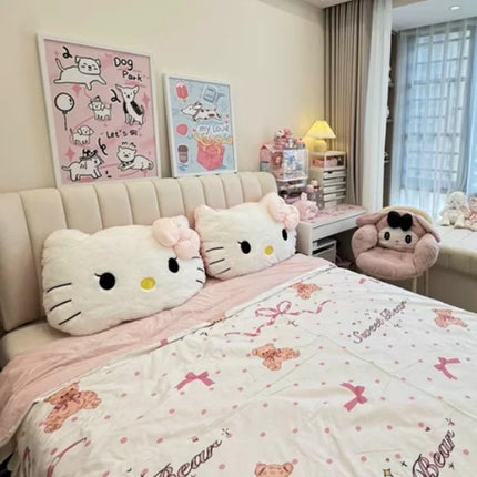 Cute Hello Kitty Pillow For Sleeping Girls Big Headboard Cushion Bed Cushion Dormitory Student Backrest Cushion Practical Gift