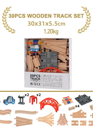 NUOVO Set di binari in legno Pacchetto di espansione per binari in legno di faggio Set di binari ferroviari adatti per tutte le marche Treni Giocattoli per regali per bambini