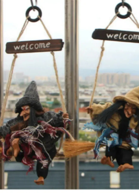 Halloween New arrangement ghost festival bar decoration horror realistic horror scary hanging ghost flying witch pendant - Riparo82