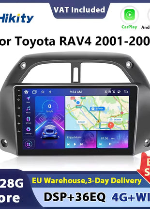 Hikity Wireless CarPlay Android Auto Car Radio For Toyota RAV4 2001-2006 BT Multimedia Player GPS WiFi Head Unit 2din autoradio - Riparo82
