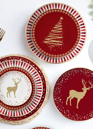 Set di stoviglie in porcellana di cervo nordico Ins per la casa, hotel, bistecche, piatti da dessert, tazze, decorazione per la disposizione degli alimenti occidentali, regalo di Natale - riparo82