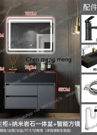 B567 Combinazione di mobili da bagno con cassetto lavabo integrato Rock Vanity Mobiletto da bagno intelligente Lavandino Lavabo Mobili
