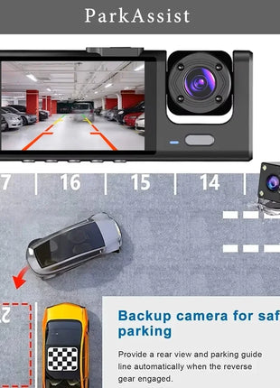 3 Lens Car DVR Camera HD 1080P Inside Vehicle Dash Cam Three Way Front and Rear DVRs Recorder Video Registrator Dash Camcorder - Riparo82