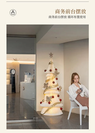 Natale grande ornamento per albero di Natale 2 m di altezza pieghevole in carta bianca decorazione per albero di Natale finestra ornamento luminoso