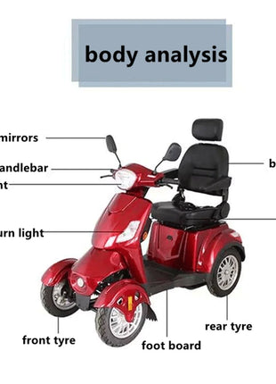 Travel 4 Wheels Elderly Electric Scooter Disabled Handicapped Mobility Scooter For Seniors - Riparo82