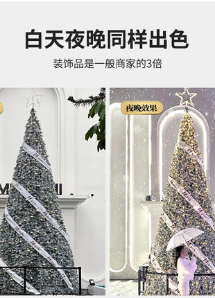 2025 Nuovo grande albero di Natale di fascia alta con cornice floccata albero pacchetto denso con luci disposizione della decorazione natalizia