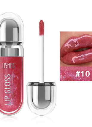 USHAS 12 colors mirror fine flash liquid lipstick pearlescent color waterproof sweatproof non-stick cup lip gloss - Riparo82