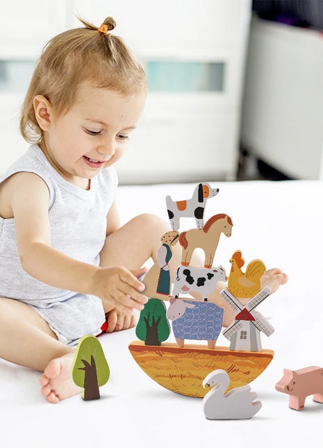 Gioco Montessori 1 set di fattoria simulato giocattoli in legno per bambini giocattolo educativo decorazione della stanza del bambino arredamento per il desktop regalo per bambini - riparo82