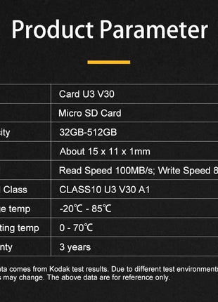 2 pezzi Kodak schede SD Micro TF originali 64 GB U3 V30 scheda Flash 4K scheda di memoria Full HD memoria TF per telefono/computer con adattatore SD