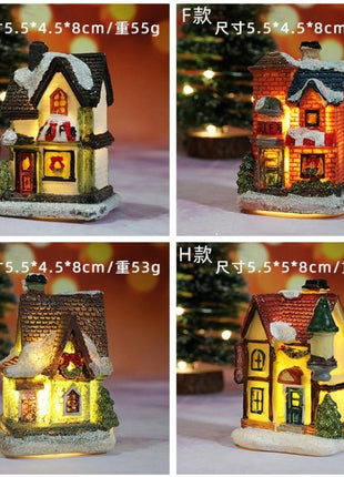 Natale Nuove decorazioni natalizie Piccola casa in resina Micro paesaggio Casa in resina Piccoli ornamenti Regali di Natale