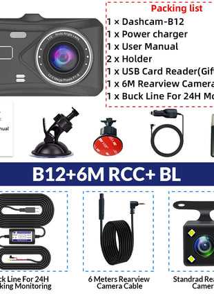 Dashcam 24H Touch Night Vision FULL HD 1080P Front And Rear Camera 4.0 Inch CAR DVR Mirror Digital Video Recorder Dvr Black Box - Riparo82