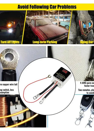 12V Car Battery Cutoff Switch Wireless Remote Control Disconnect Battery Relay With Led Display Leakage Protection Universal - Riparo82