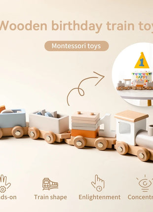 Giocattoli Montessori treno in legno per giocattolo di compleanno per bambini con numeri e blocchi gioco Toddler Boys And Girls1 2 3 4 5 giocattolo per l'apprendimento del bambino - riparo82