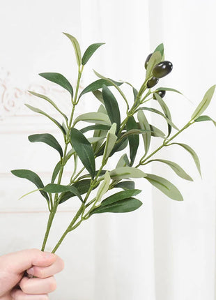 1/3pcs Artificial Olive Leaves Tree Branch Green Plant with Fruit for Home Garden Vase Decoration Wedding Bouquet Silk Flowers