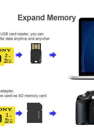 SONY Scheda TF ad alta velocità Memorie Micro Sd A2 V60 U3 Scheda Micro Sd 2TB 1TB 512GB 256GB 128GB per telefono Drone Monitor