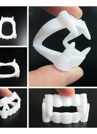 10Pcs Halloween Vampire Denture Luminous Fake Teeth Dress Up Props Horror Zombie Teeth Grim Reaper Braces Glow Party Supplies - Riparo82