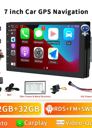 2G+32G 7 Inch Autoradio Carplay 1 Din Android Auto Car Radio GPS for Universal Stereo Multimedia Player Navigation Head Unit RDS