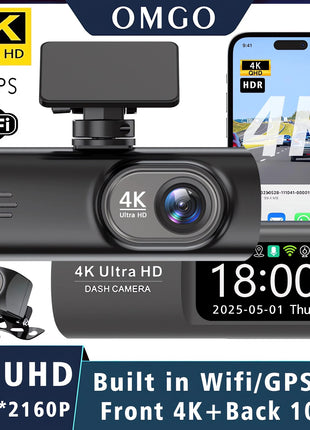 Dash Cam 4K+1080P Dual Lens WIFI GPS Car DVR Camera Video Drive Recorder Dashcam Dual Lens Black Box Front and Rear Night Vision - Riparo82