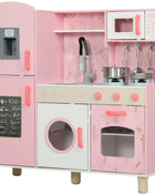 Aiyaplay Cucina giocattolo per bambini + Cucina per bambini in legno di 3 anni Cucina per bambini con stufa sonora Forno Rubinetto Lavello Lavatrice a microonde Macchina per il ghiaccio e accessori da cucina Rosa - riparo82