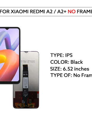 6.52 "IPS Display LCD Per Xiaomi Redmi A2 A2 + A2 Plus Touch Screen Digitizer Assembly 23028RN4DG 23028RNCAG Parti di Ricambio - riparo82