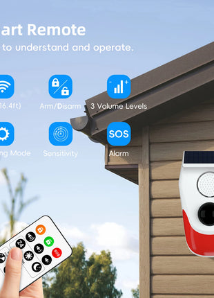 Sensor with red alert light activated in outdoor setting