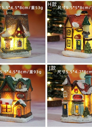 Natale Nuove decorazioni natalizie Piccola casa in resina Micro paesaggio Casa in resina Piccoli ornamenti Regali di Natale