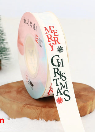 Nastro natalizio stampato da 5 metri Nastro natalizio in poliestere per design fatto a mano Decorazione natalizia Confezione regalo bouquet torta fai da te - riparo82