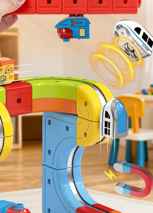 Set di vagoni con pista magnetica elettrica - Giocattolo puzzle per bambini versatile Blocchi magnetici antigravità Veicolo da gioco Regalo di compleanno - riparo82