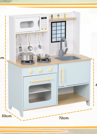 Aiyaplay Cucina per bambini con fornello sonoro Forno Rubinetto Lavello Microonde e Accessori da cucina Blu - riparo82