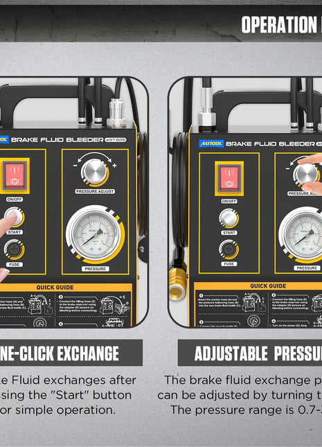 AUTOOL AST605 Automotive Brake Bleeder Kit Brake Oil Fluid Extractor Pump Exchanger Machine 0.7-0.25 Bar Vacuum Bleeding  Tool - Riparo82