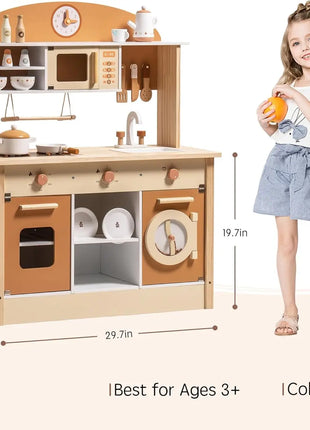 Robotime Cucina da gioco in legno Set da gioco da cucina per bambini Lavatrice Lavastoviglie Set da gioco da cucina per bambini Regalo per ragazzi e ragazze Caramello - riparo82